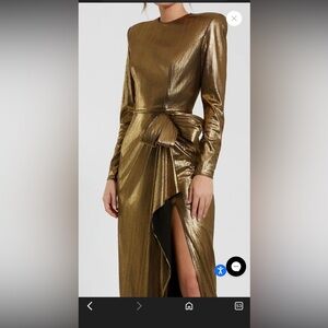 Mac Duggal Gold Metallic Long Sleeve Gown